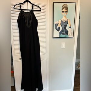 High neck classic long black Calvin Klein dress